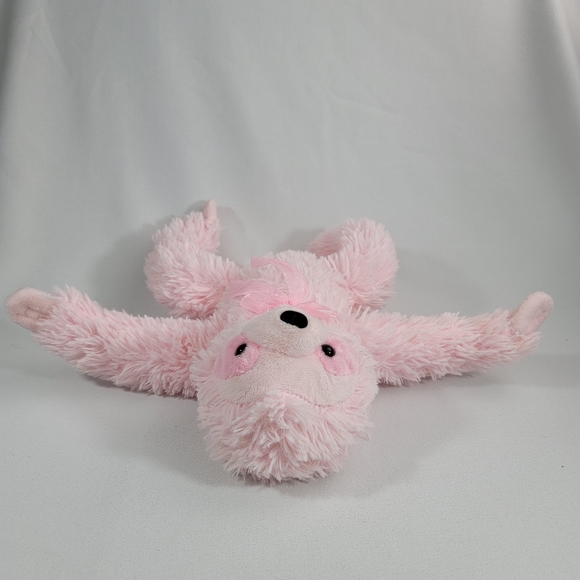 Dandee Pink Sitting Sloth Plush Plushie Stuffed Animal Toy Bow Valentine Lovey - Picture 10 of 13